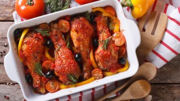 Bandeja de pollo con chorizo y pimientos: un plato delicioso