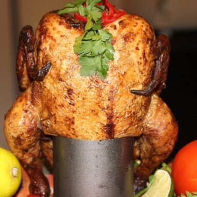 pollo asado con limon y raices de romero