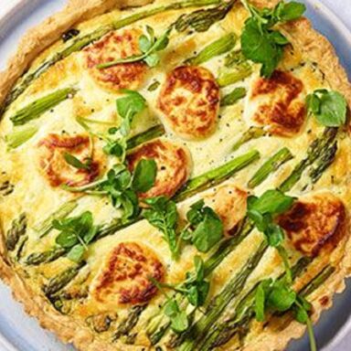 tarta doble de queso y verduras de primavera