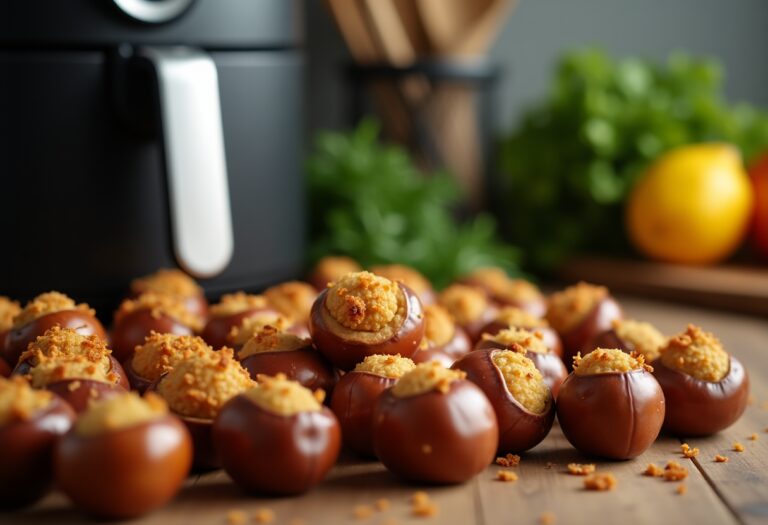 Castañas asadas preparadas en una freidora de aire