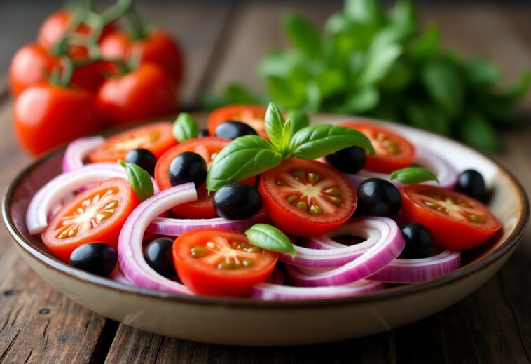 Ensalada de morros con ingredientes frescos y colorati