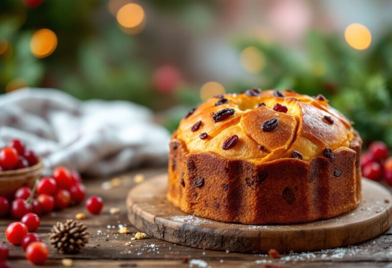 Immagine di un panettone tradizionale con decorazioni