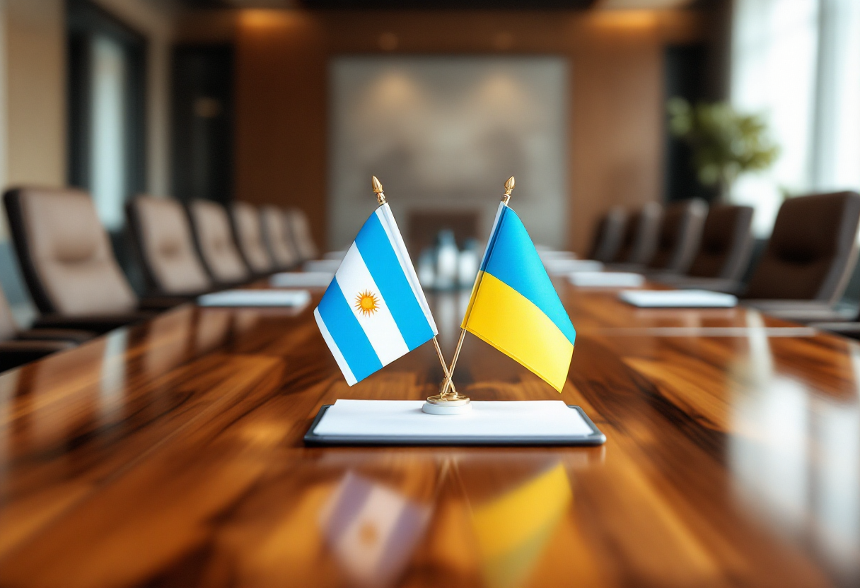 Javier Milei e Volodimir Zelenski in un incontro per la pace