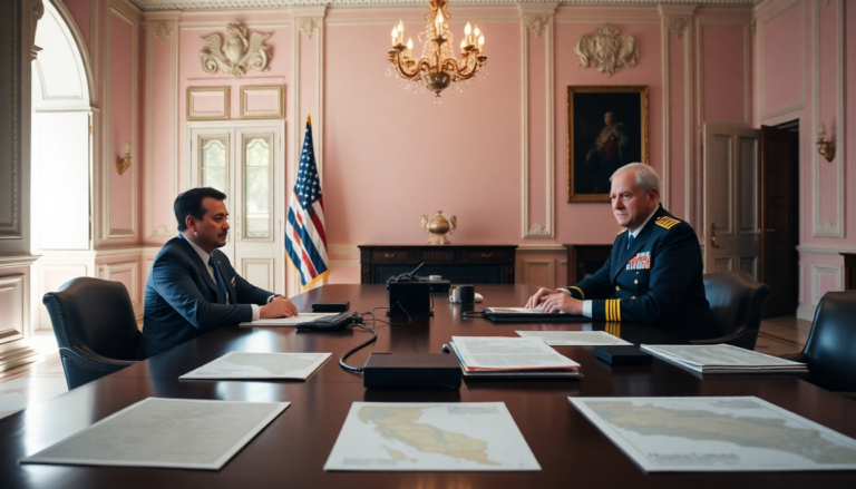 Javier Milei recibe al almirante Alvin Holsey en la Casa Rosada