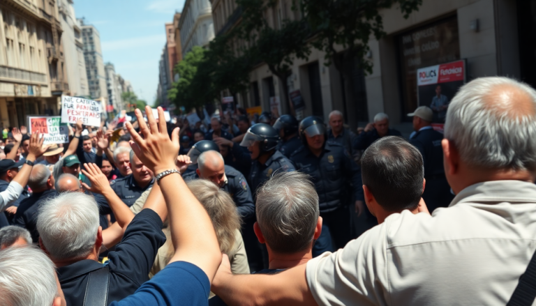Ataque a un periodista en Buenos Aires durante manifestación de jubilados