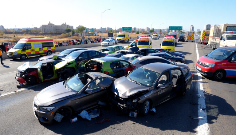 Choque múltiple en la autopista 25 de Mayo involucra ocho vehículos