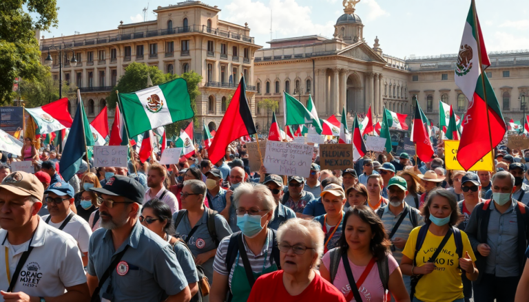 Miles marchan en México por derechos laborales en el Día del Trabajo