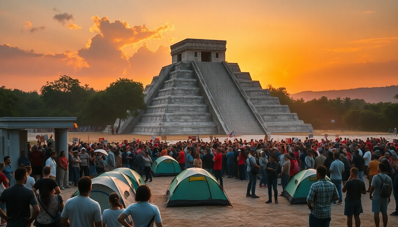 Maestros de la CNTE ocupan Chichén Itzá para exigir derechos laborales en 2025