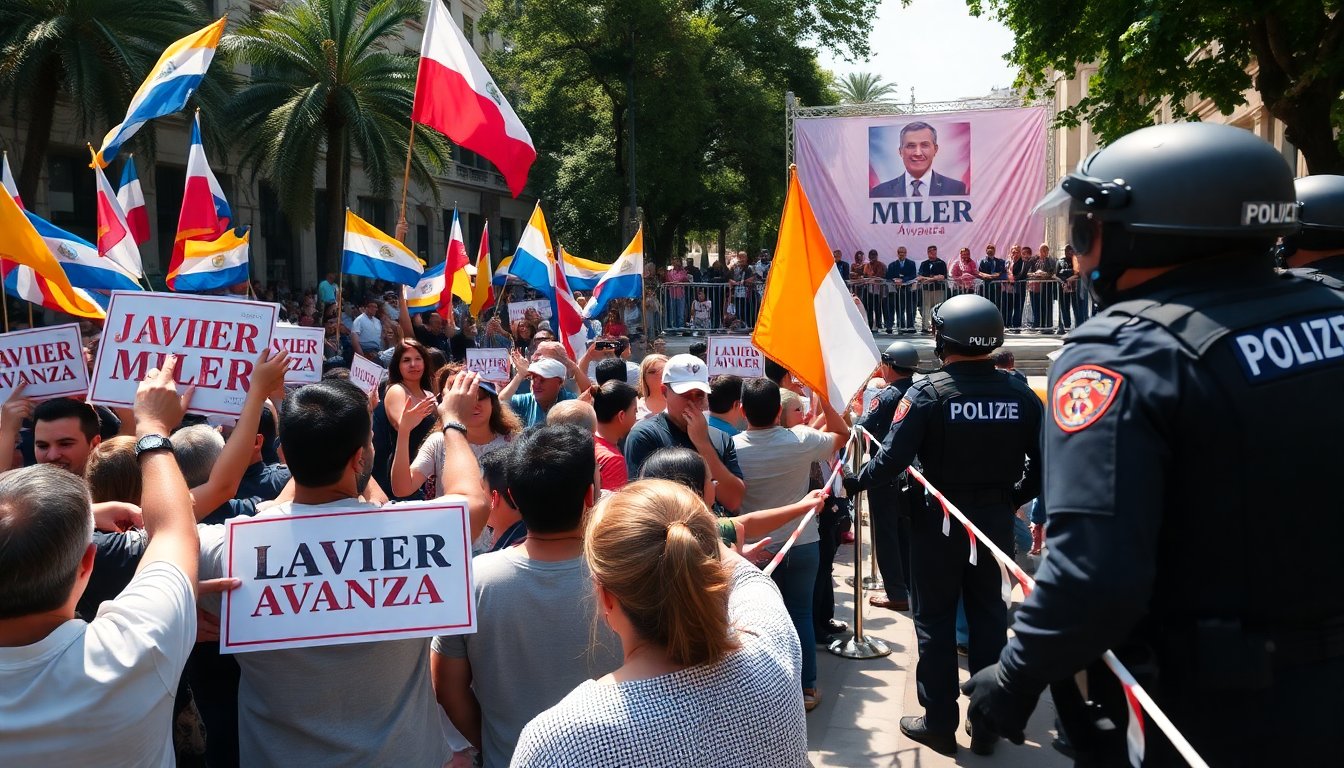 Aumentan las tensiones en el mitin de campaña de Javier Milei en Santa Fe