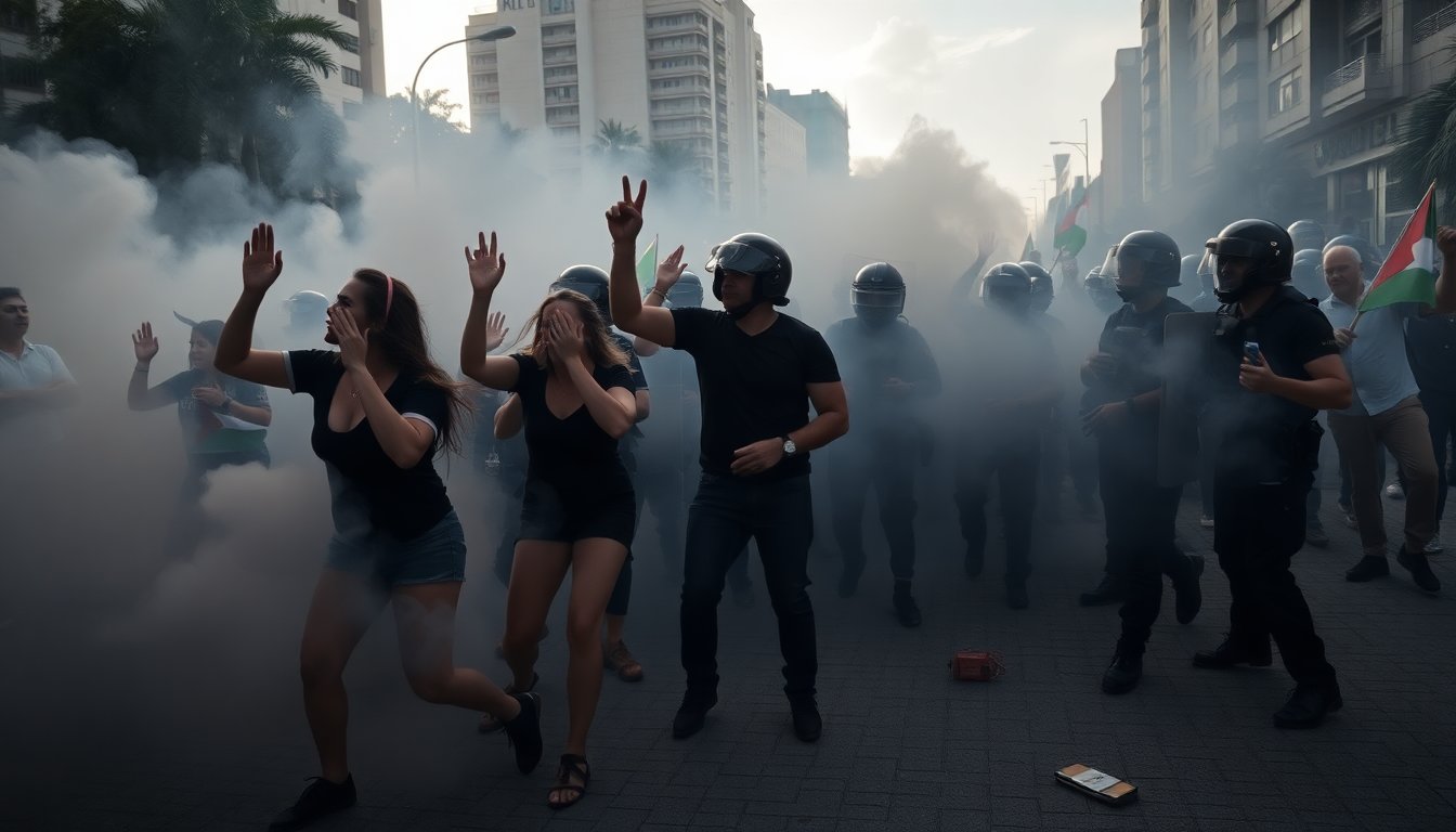 Choque entre la policía de Medellín y manifestantes en evento de solidaridad con Palestina