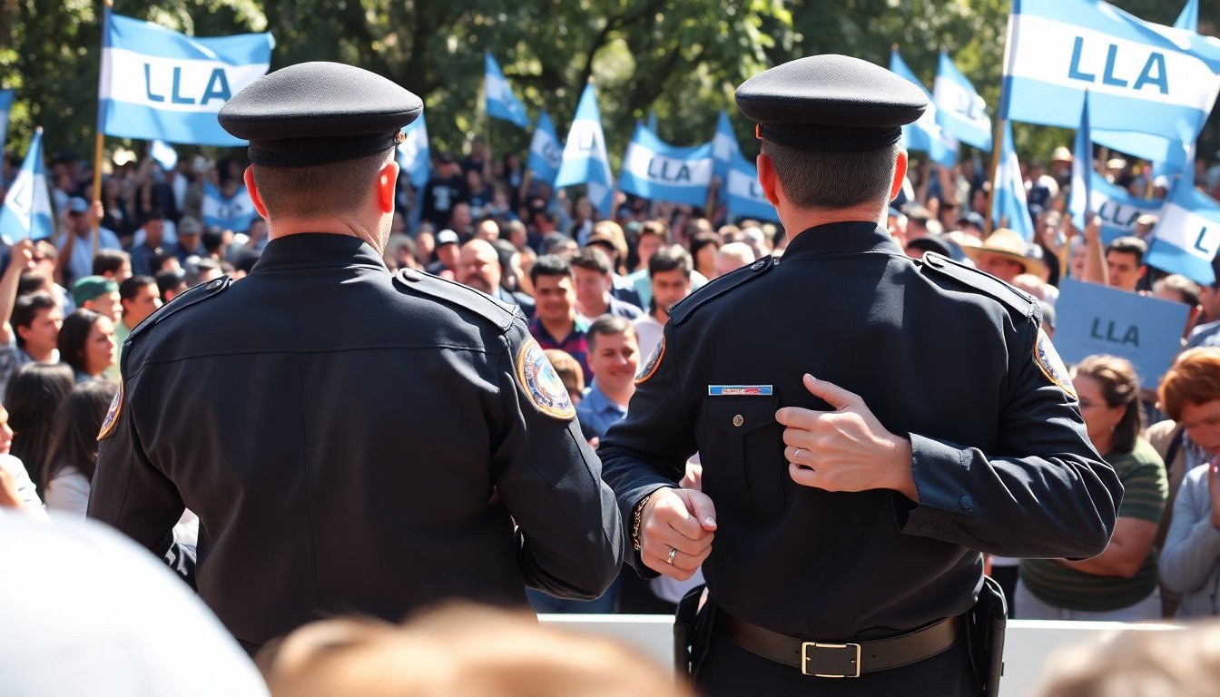 Detenciones durante el mitin de campaña del presidente Javier Milei