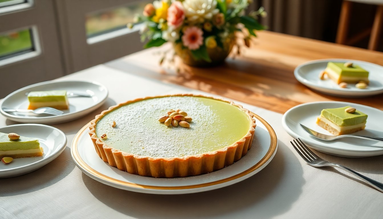 Receta fácil de tarta de pistacho sin hornear para reuniones