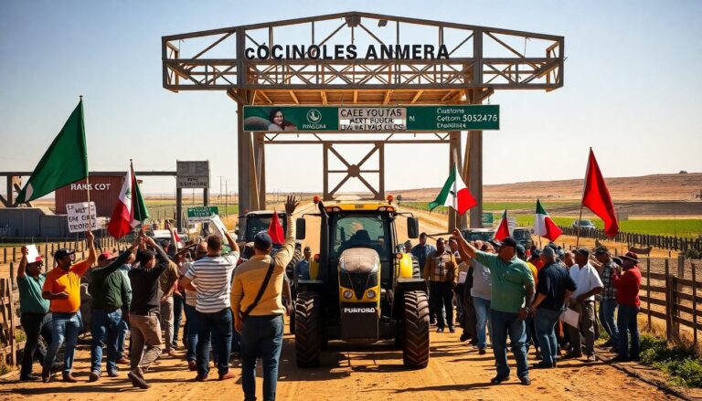 Agricultores de Chihuahua bloquean aduanas por bajos precios y la nueva ley del agua