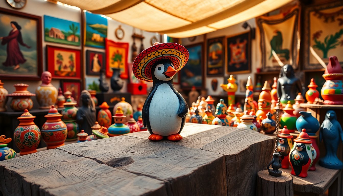 Explora el Vibrante Universo del Pingüino y su Arte Popular Mexicano