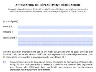 coronavirus attestation de déplacement
