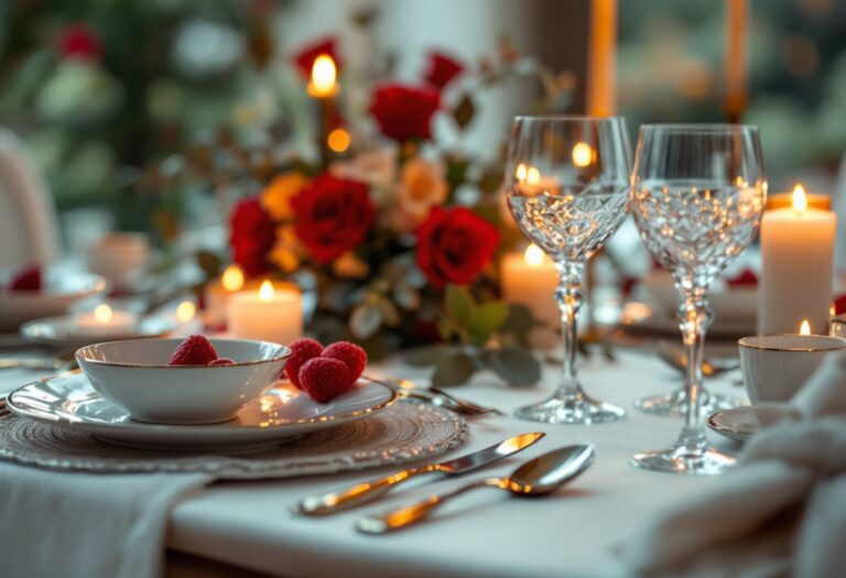 Immagine di una cena romantica con piatti raffinati
