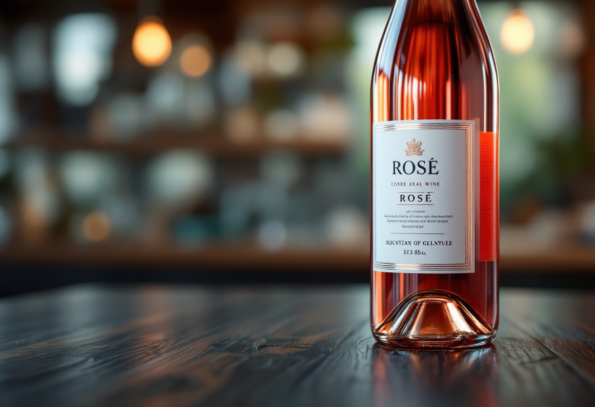 Bottiglia di La Pettegola Rosé di Banfi su sfondo elegante