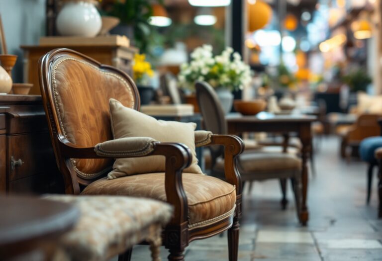 Mobili usati in un mercato italiano, esempio di riutilizzo