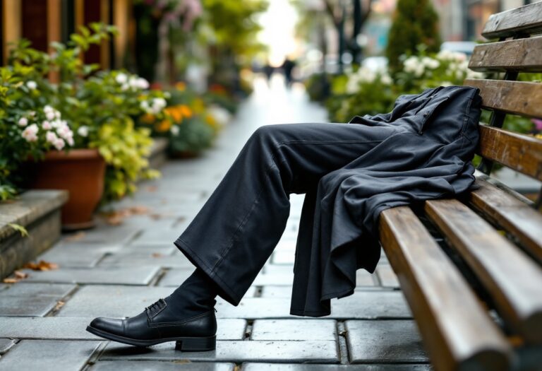 Pantaloni barrel eleganti indossati in un contesto urbano
