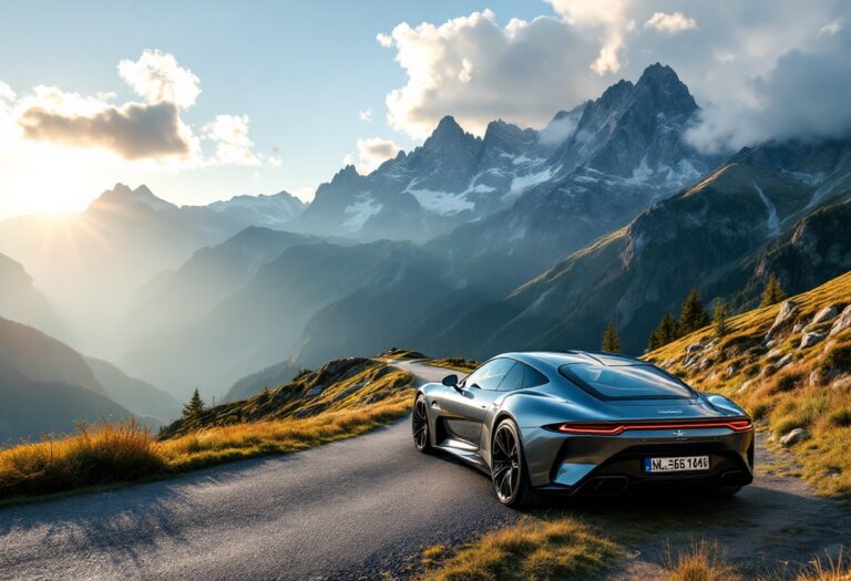 Auto iconiche esposte in un evento alpino affascinante