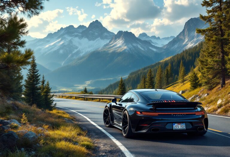 Auto iconiche in un paesaggio alpino mozzafiato