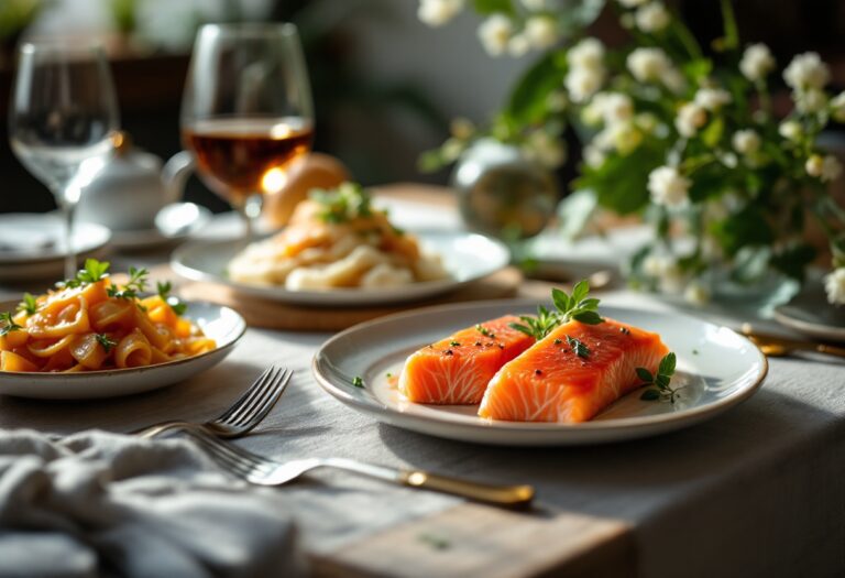 Piatto primaverile leggero con pesce Mowi