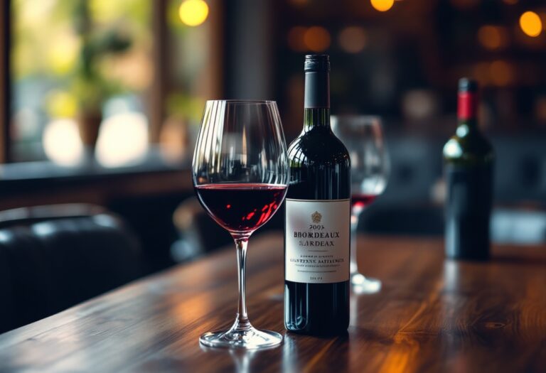 Vini bordolesi in esposizione durante un evento a Milano