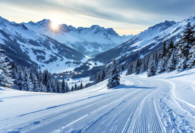Atleti in azione durante la Coppa Europa di sci alpino in Val di Fassa