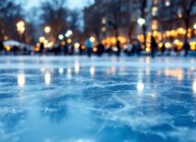 Pattinatori su ghiaccio a Piazza Solferino