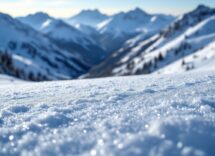 Sciatore in azione con attrezzatura di sicurezza