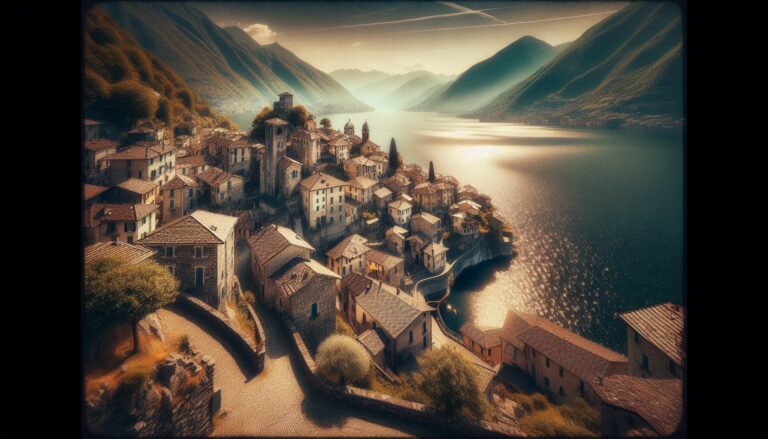 Vista panoramica di Pigra sul Lago di Como