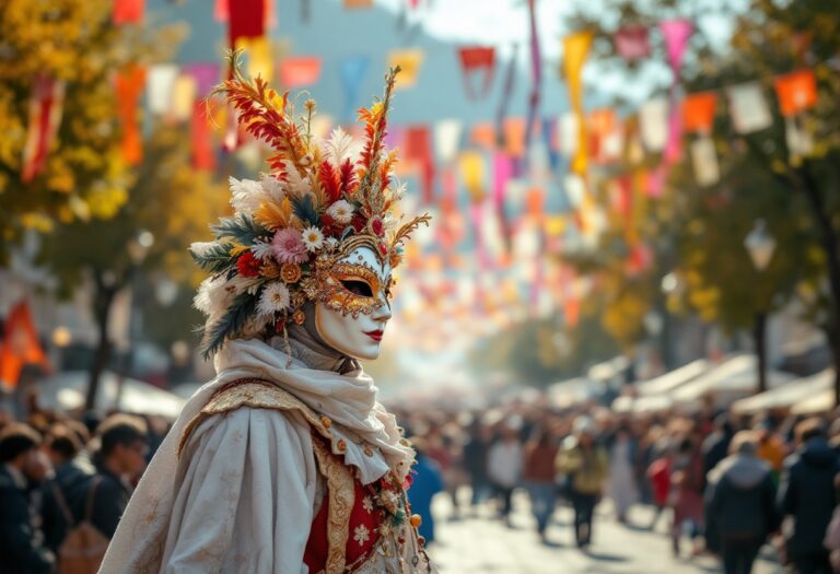 Carnevale in montagna con maschere e festeggiamenti