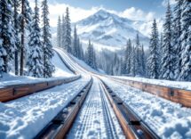 Atleta femminile in azione nel salto con gli sci