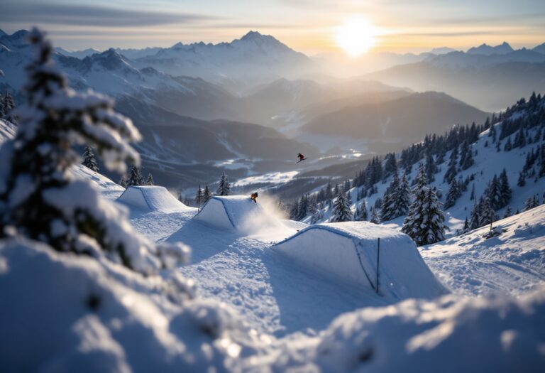 Atleti in azione durante una gara di snowboard cross in Svizzera