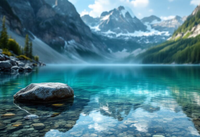 Vista panoramica dei laghi di montagna in Piemonte
