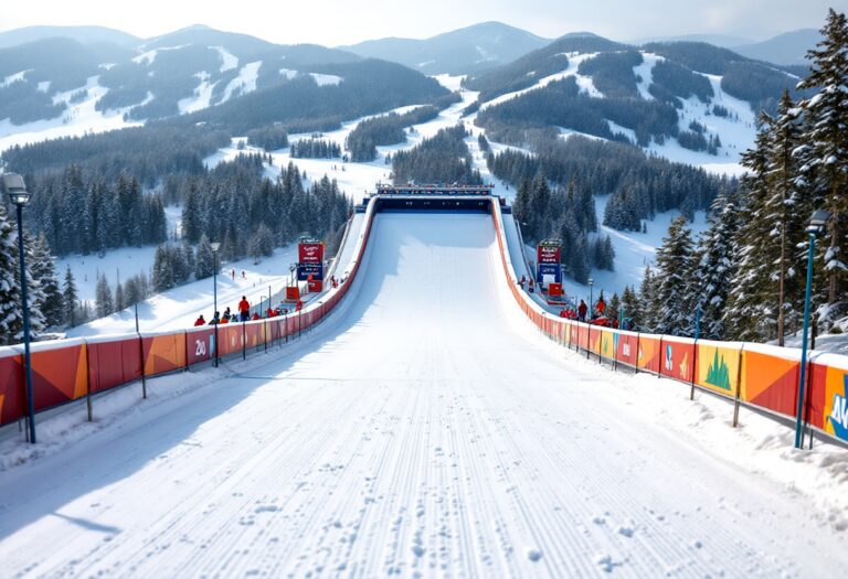 Atleta in azione durante una gara di salto con gli sci a Lake Placid