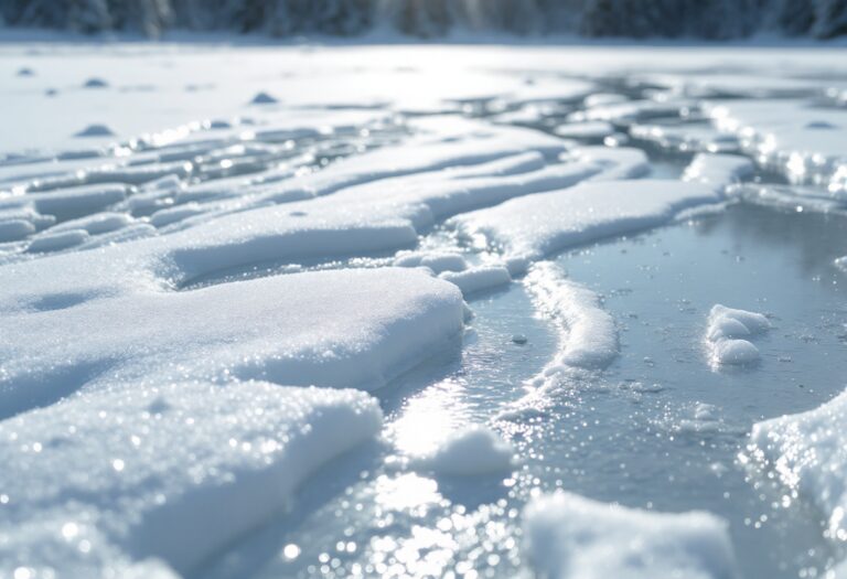 Giovani giocatori di broomball su un campo innevato