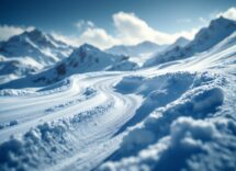 Atleta in azione durante una gara di snowboard cross