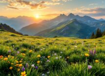 Panorama dell'altopiano di Paganella con elementi sostenibili