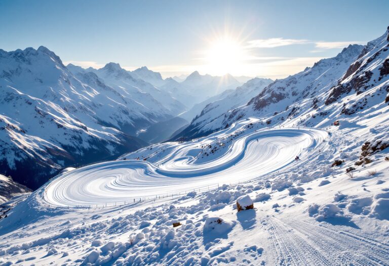 Atleta di salto con gli sci in azione durante una competizione