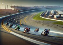 Motorcycle racers competing at Daytona International Speedway