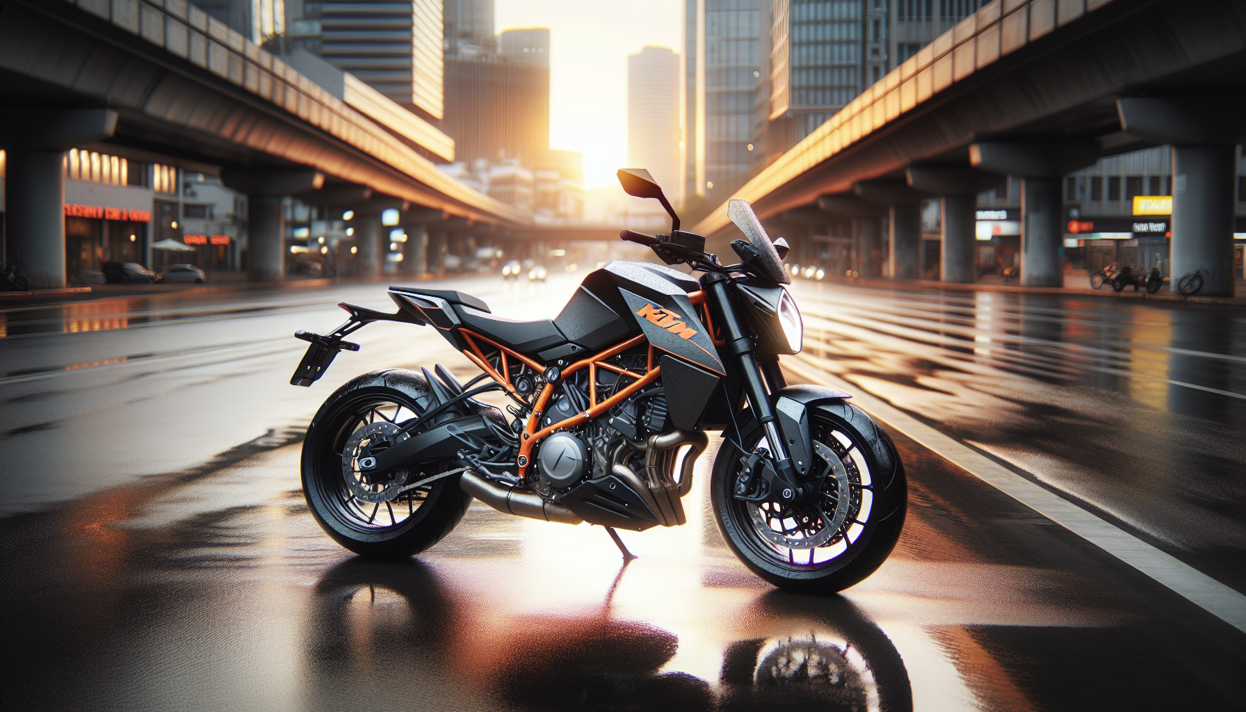 KTM 990 Duke in action on a scenic road