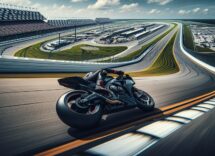 Motorcycle racers competing at Daytona International Speedway