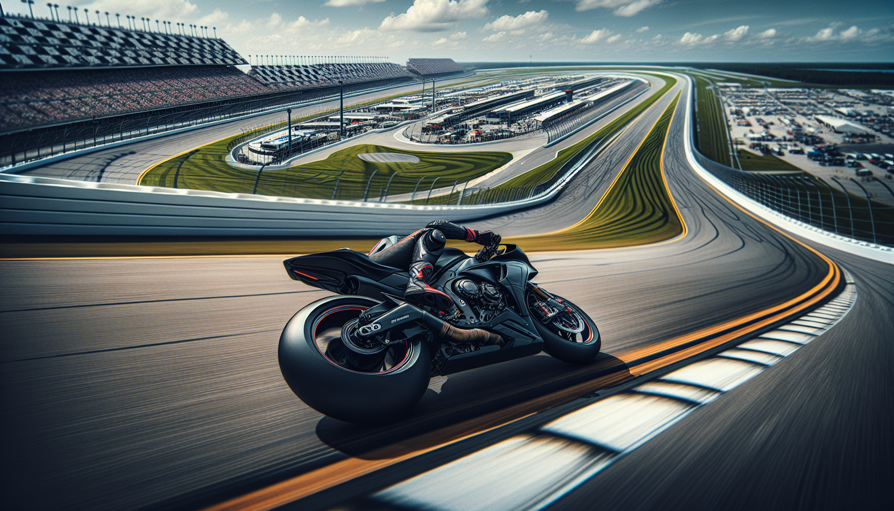 Motorcycle racers competing at Daytona International Speedway