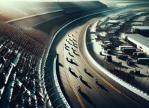 Motorcycle racers competing at Daytona International Speedway