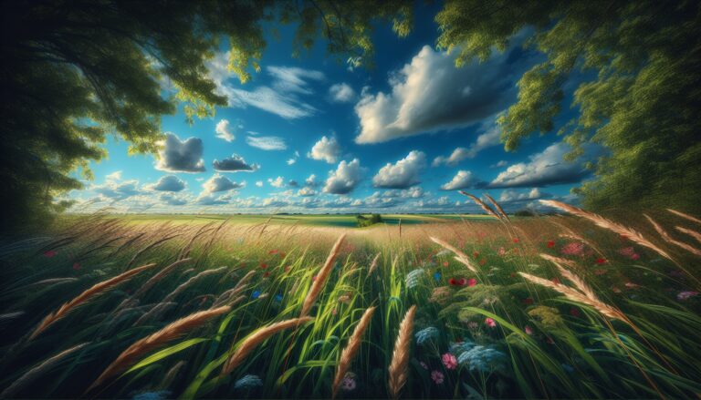 Sunny summer landscape in Canada with blue skies