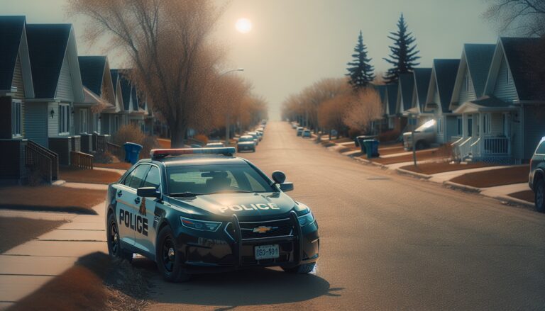 Police arresting a woman in Manitoba after a violent incident
