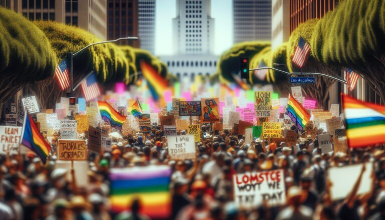 Manifestanti a Los Angeles contro le operazioni dell'ICE