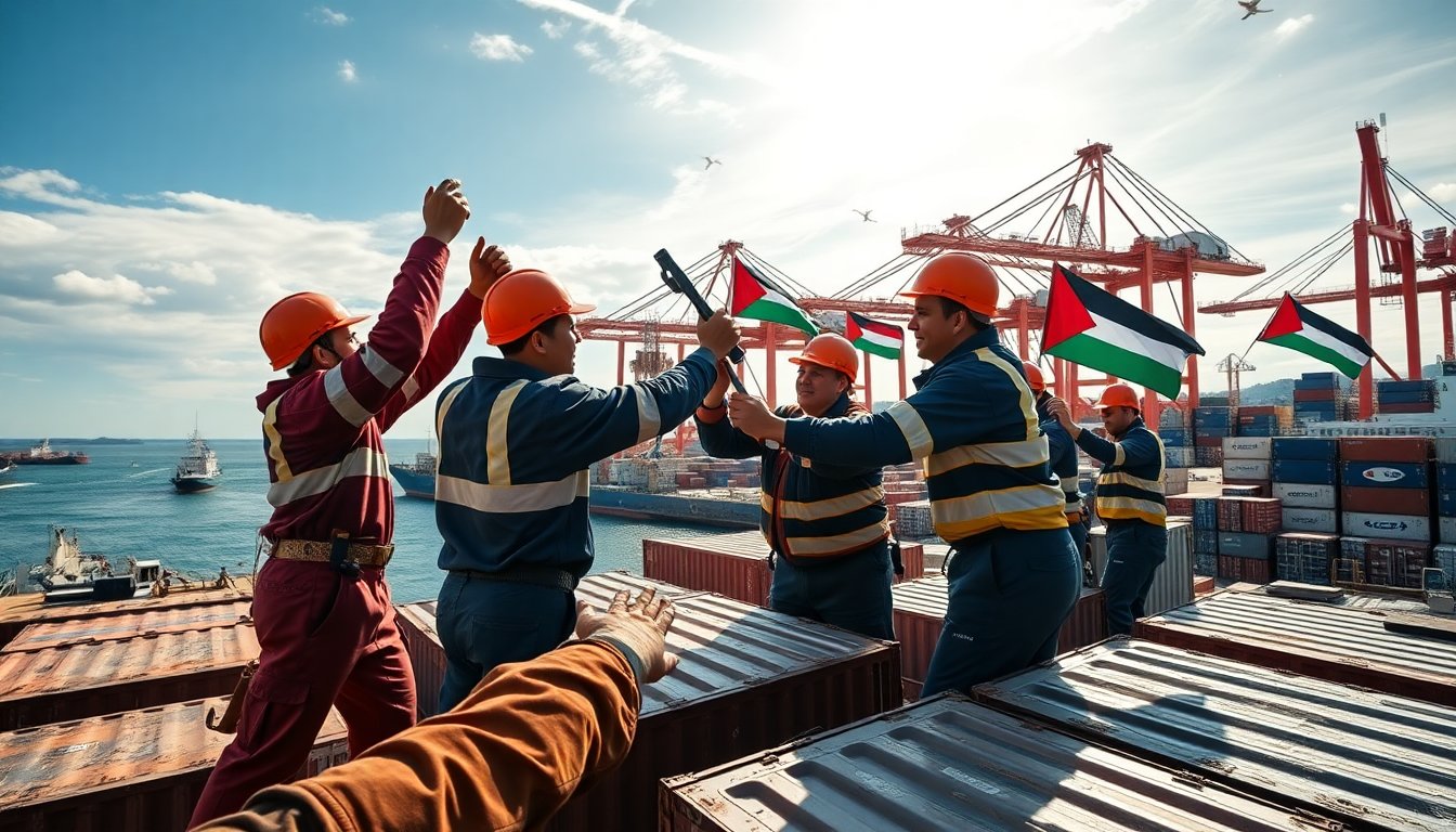european dockworkers unite to support gaza aid flotilla python 1759108770