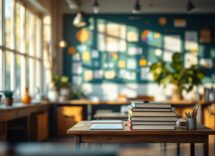 Alunni in aula durante una lezione di educazione sanitaria